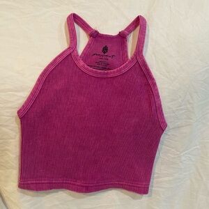 Free People Happiness Runs Crop Top in Raspberry Pink Mineral Wash NWOT XS/S